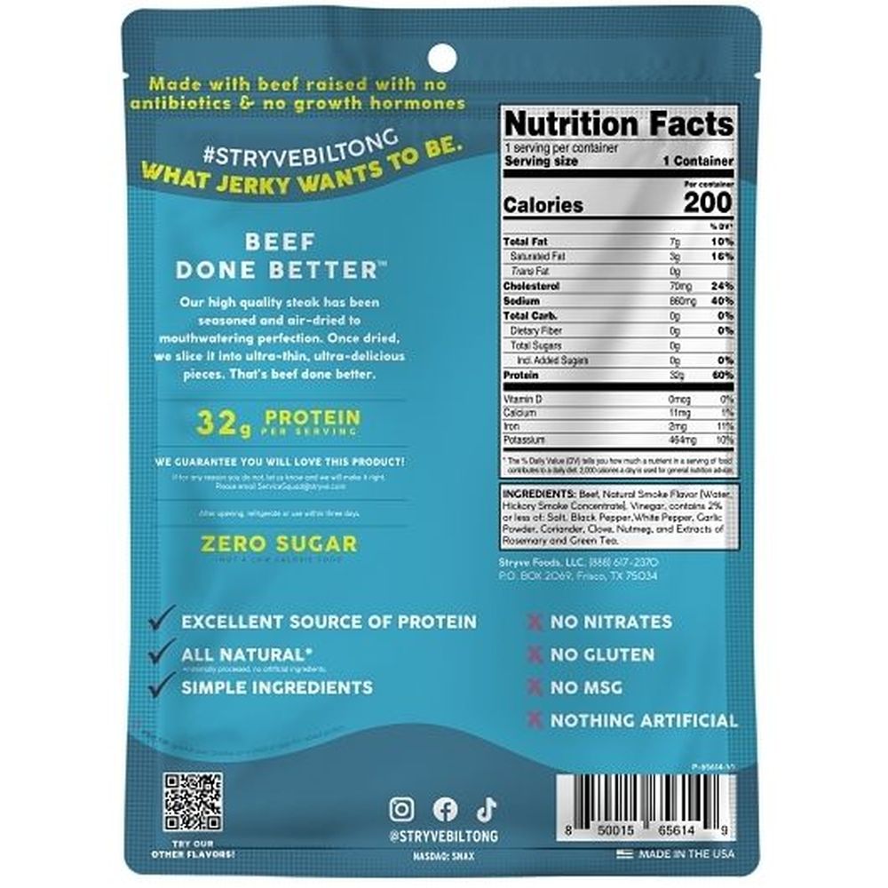 Stryve Hickory Seasoned Grass Fed Sliced Steak, 2 Ounce -- 8 Per Case