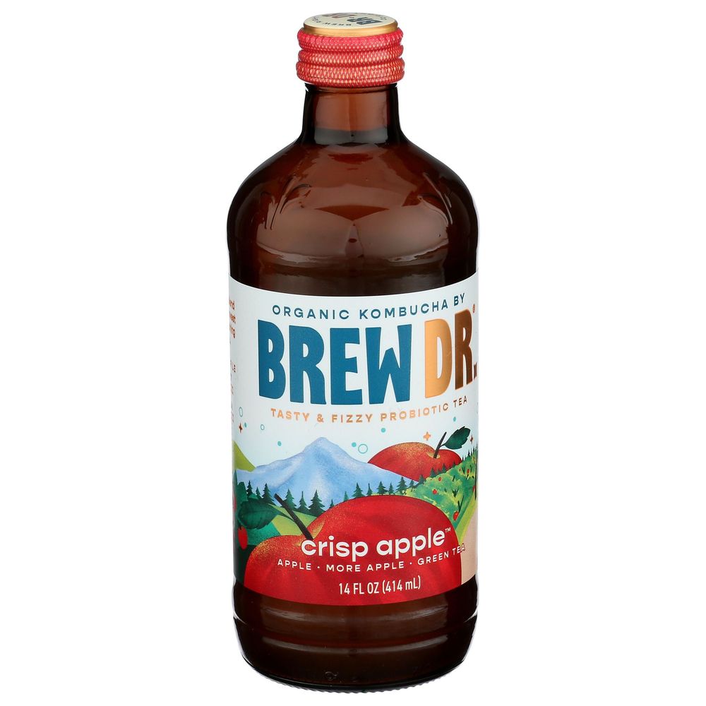 Brew Dr. Organic Crisp Apple Kombucha, 14 Fluid Ounce -- 12 Per Case