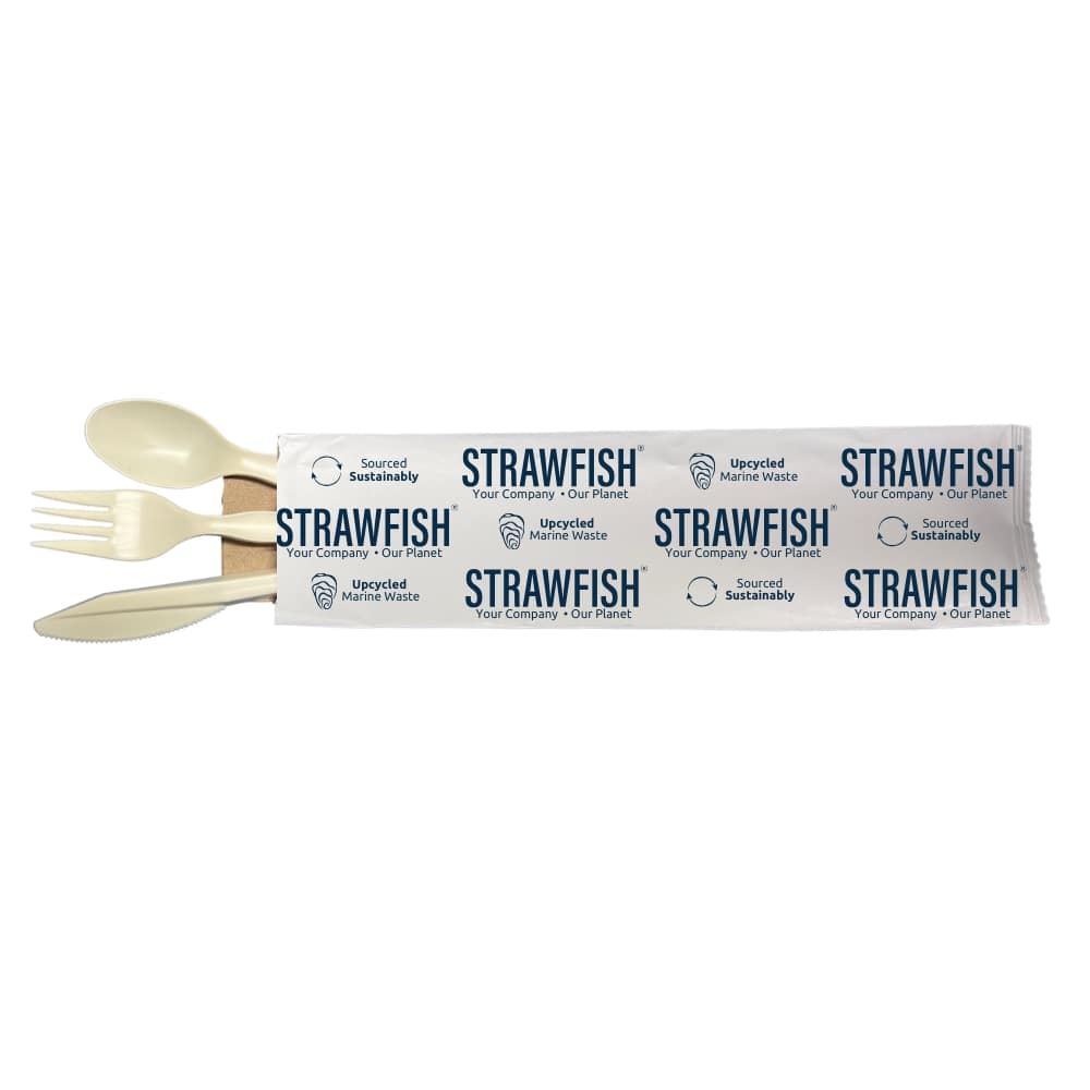 Strawfish Natural Biodegradable 4 Piece Cutlery Kit -- 250 Per Case