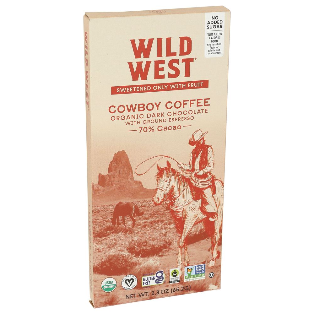 Wild West Organic Cowboy Coffee Chocolate Bar, 2.3 Ounce -- 8 Per Case