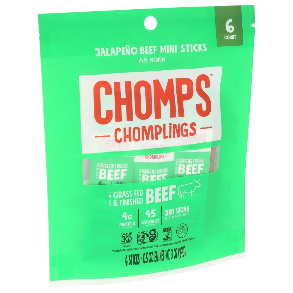 Chomps Mini Jalapeno Beef Sticks, 3 Ounce -- 10 per case