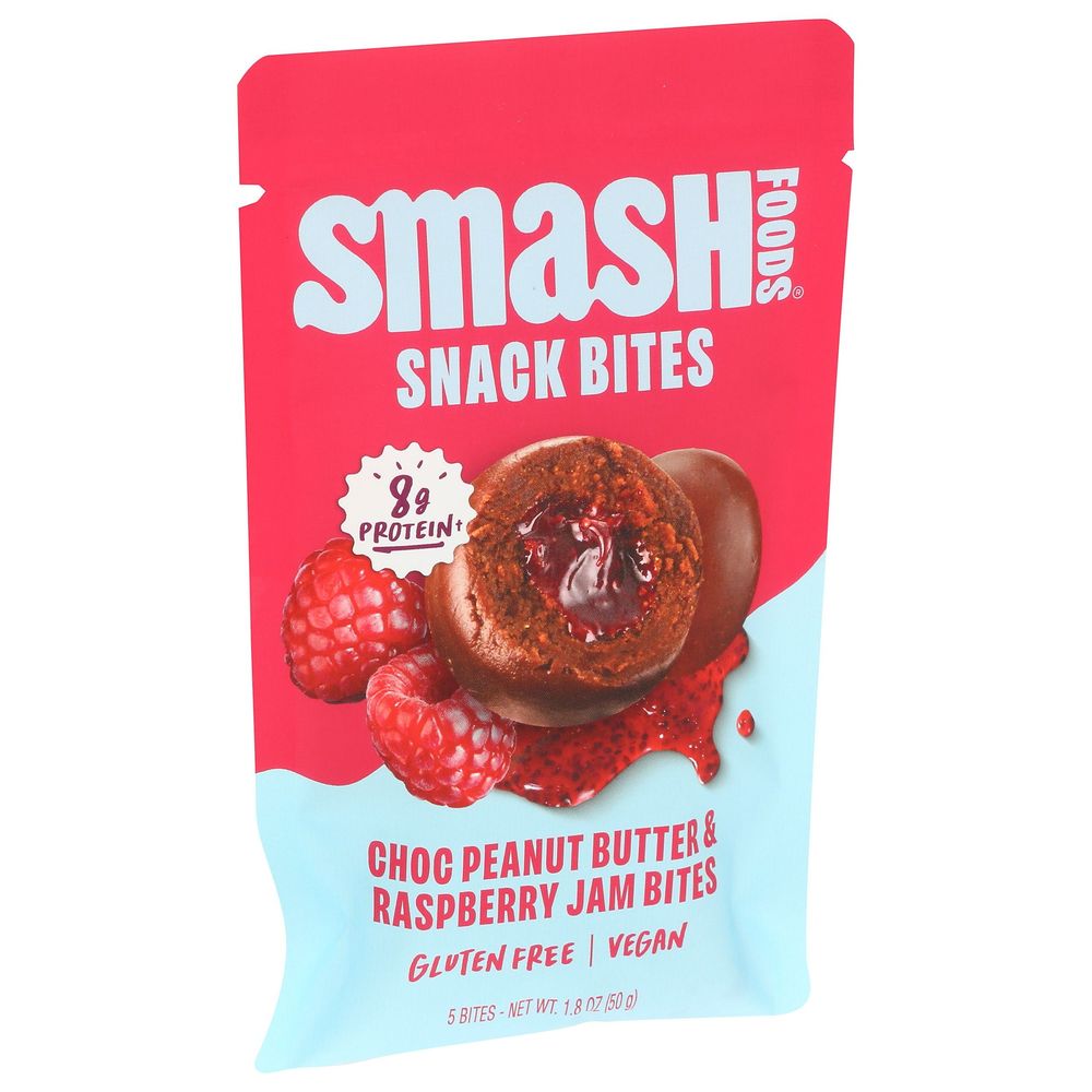 Smash Foods Choc Peanut Butter And Raspberry Jam Snack Bites, 1.8 Ounce -- 8 Per Case