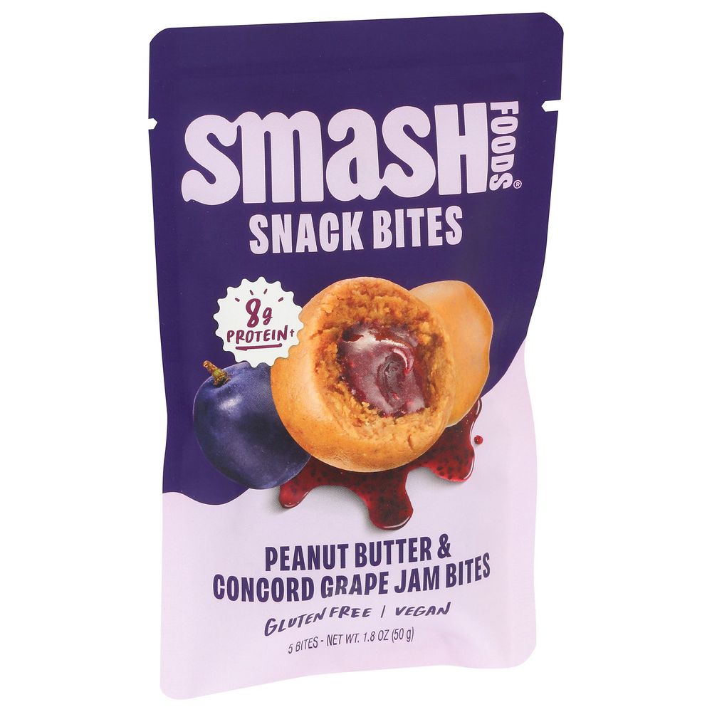Smash Foods Peanut Butter And Concord Grape Jam Snack Bites, 1.8 Ounce -- 8 Per Case