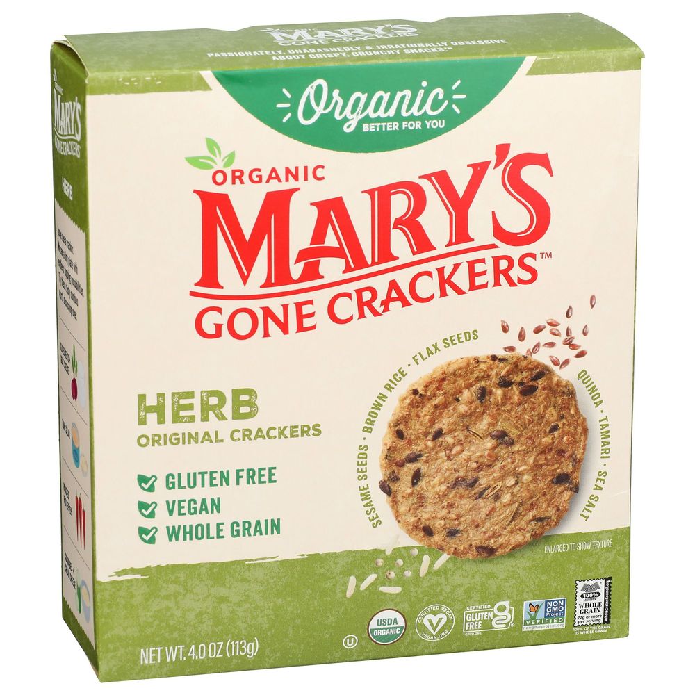 Marys Gone Crackers Organic Herb Cracker, 4 Ounce -- 6 Per Case
