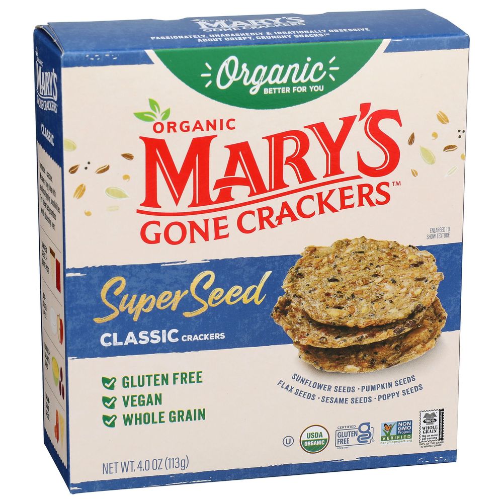 Marys Gone Crackers Organic Classic Super Seed Cracker, 4 Ounce -- 6 Per Case