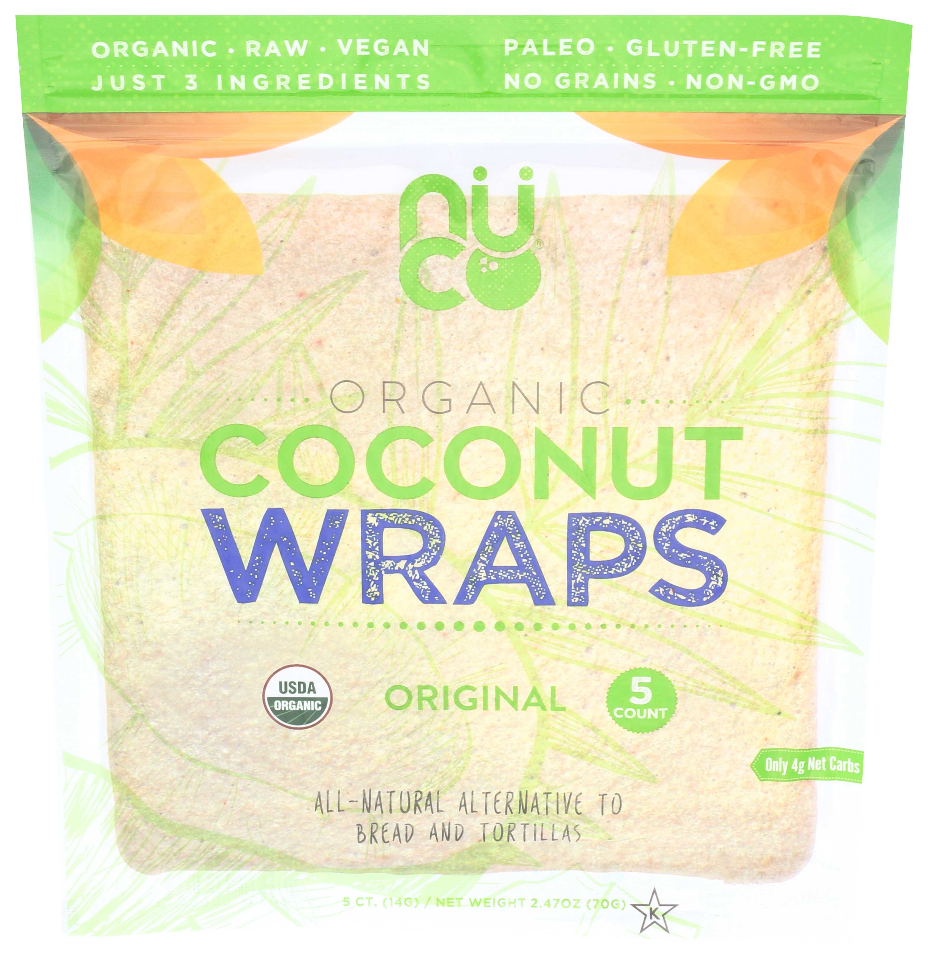 Nuco Original Coconut Wraps, 2.47 Ounce -- 12 Per Case