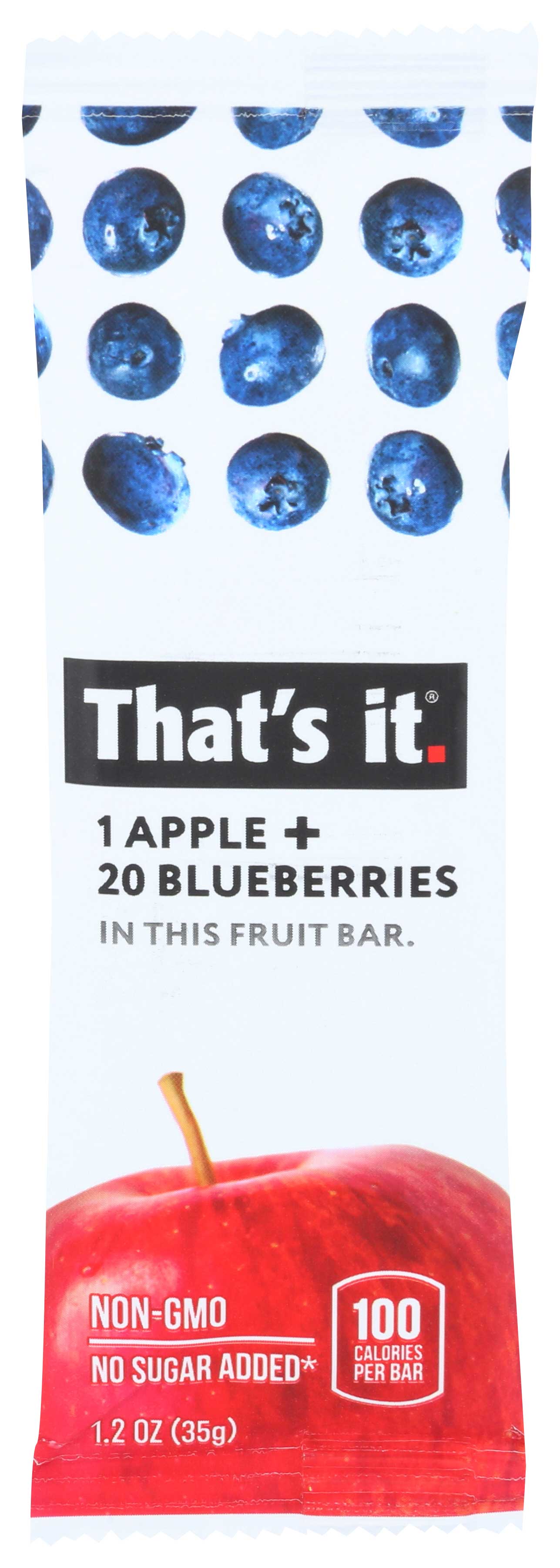 That's It Apple Plus Blueberries Fruit Bar, 1.2 Ounce -- 12 Per Case