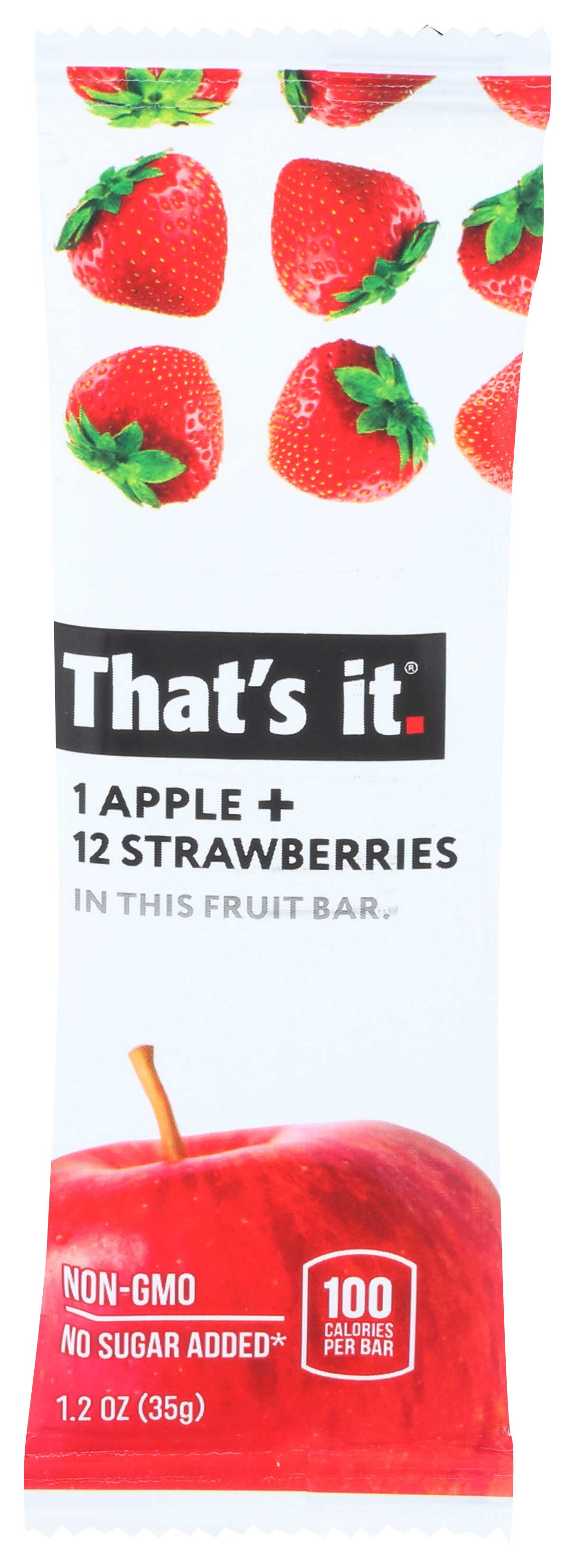 That's It Apple Plus Strawberries Fruit Bar, 1.2 Ounce -- 12 Per Case