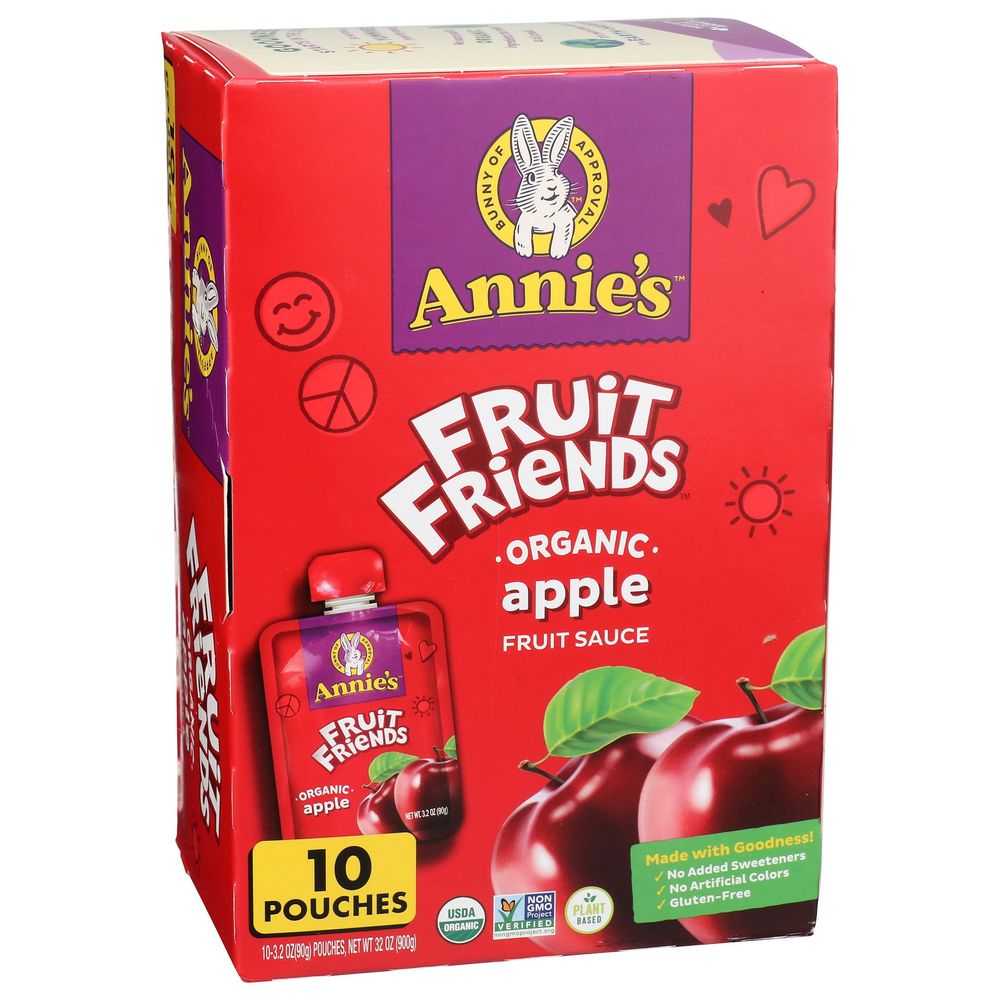 Annies Fruit Friends Organic 3.2 Ounce Apple Fruit Sauce, 10 Count -- 4 Per Case