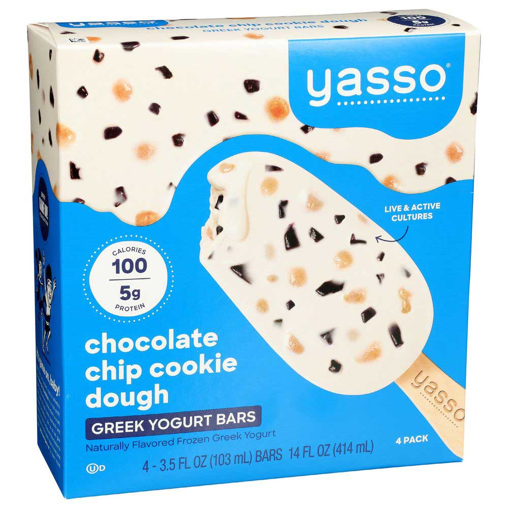 リラクゼーショングッズ yas Yasso Chocolate Chip Cookie Dough Yogurt Bar, 3.5 Fluid Ounce