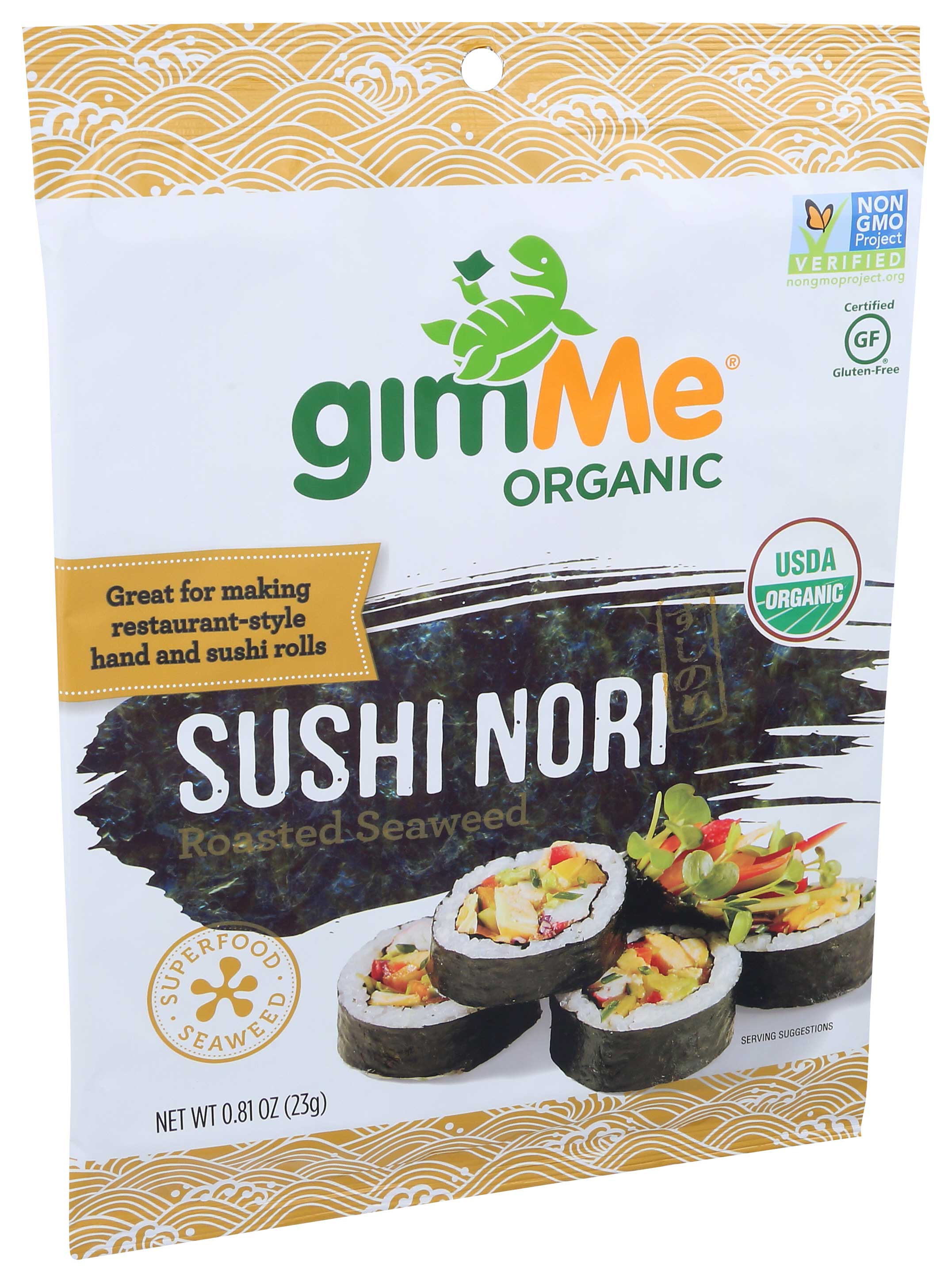 Gimme Organic Roasted Seaweed Sushi Nori Snack, 0.81 Ounce -- 12