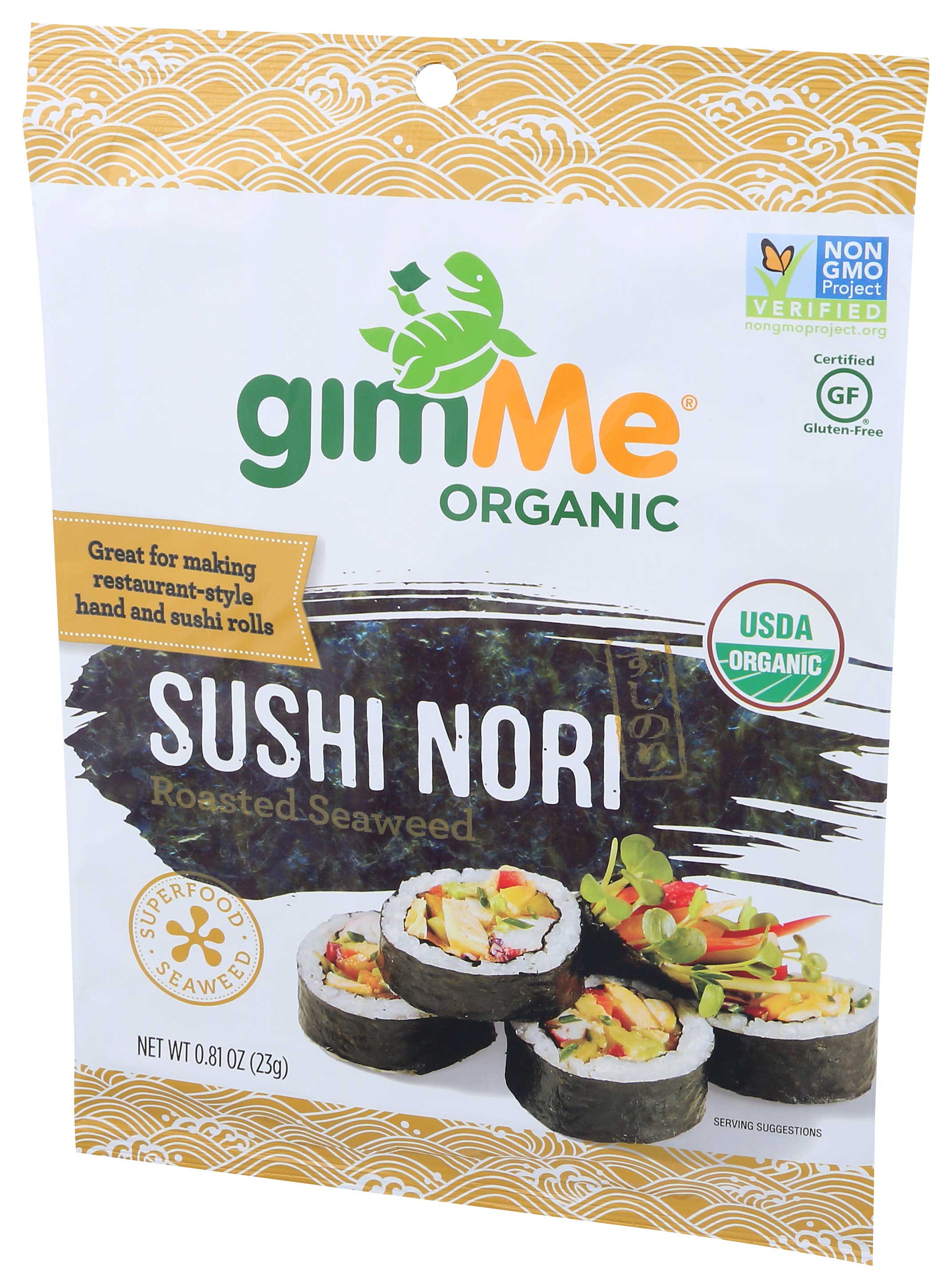 Gimme Organic Roasted Seaweed Sushi Nori Snack, 0.81 Ounce -- 12