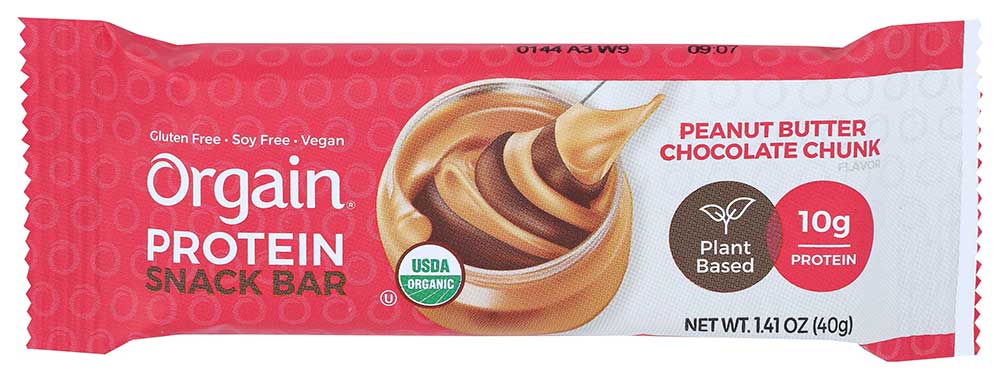 Orgain Organic Peanut Butter Chocolate Chunk Protein Bar, 1.41 Ounce -- 12 Per Case