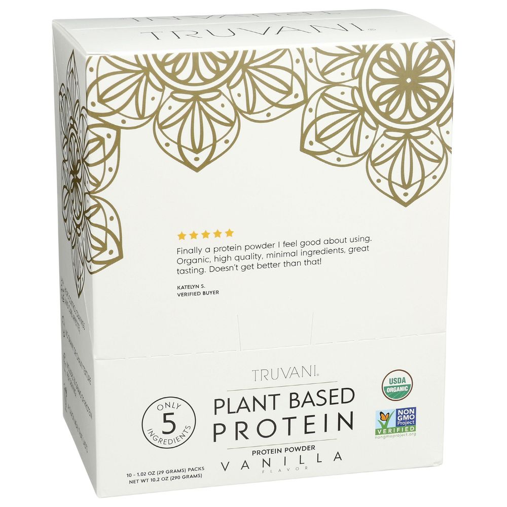 Truvani 1.02 Ounce Vanilla Plant Based Protein Powder, 10 Count