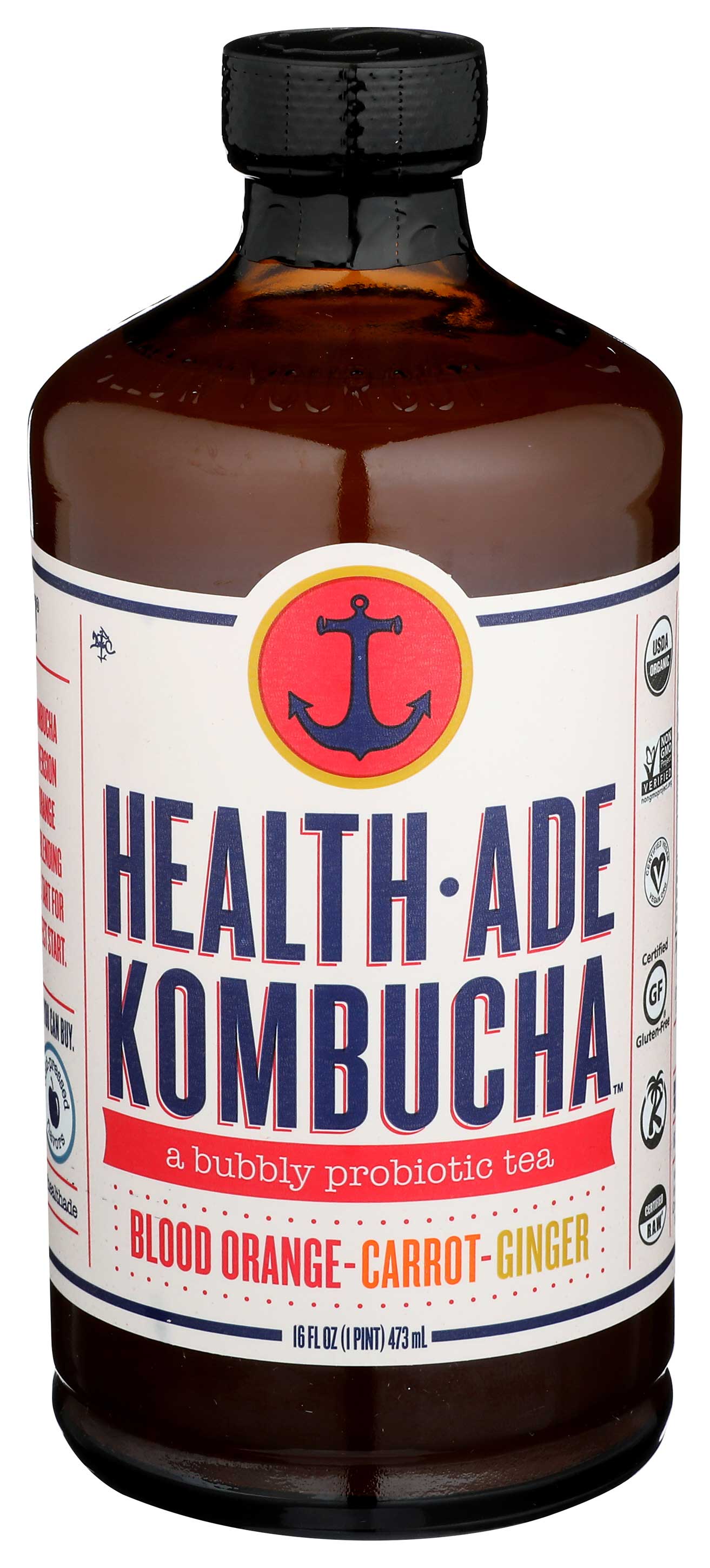 Health-ade Organic Blood Orange Carrot Ginger Kombucha, 16 Fluid Ounce -- 12 Per Case