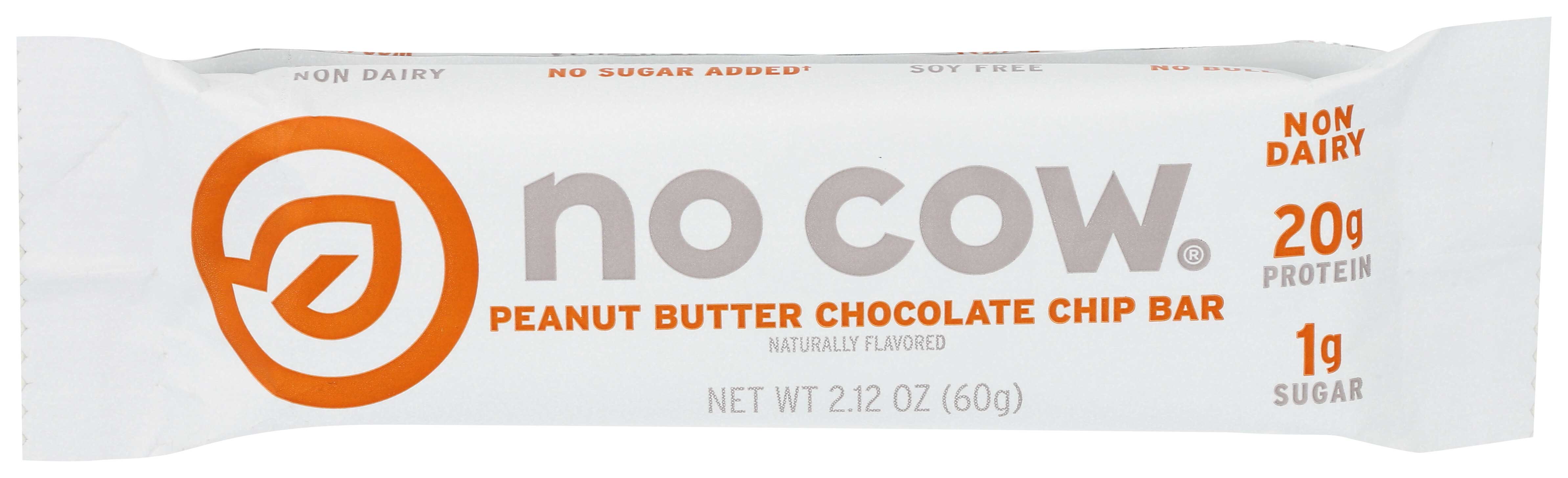 No Cow Peanut Butter Chocolate Chip Bar, 2.12 Ounce -- 12 Per Case