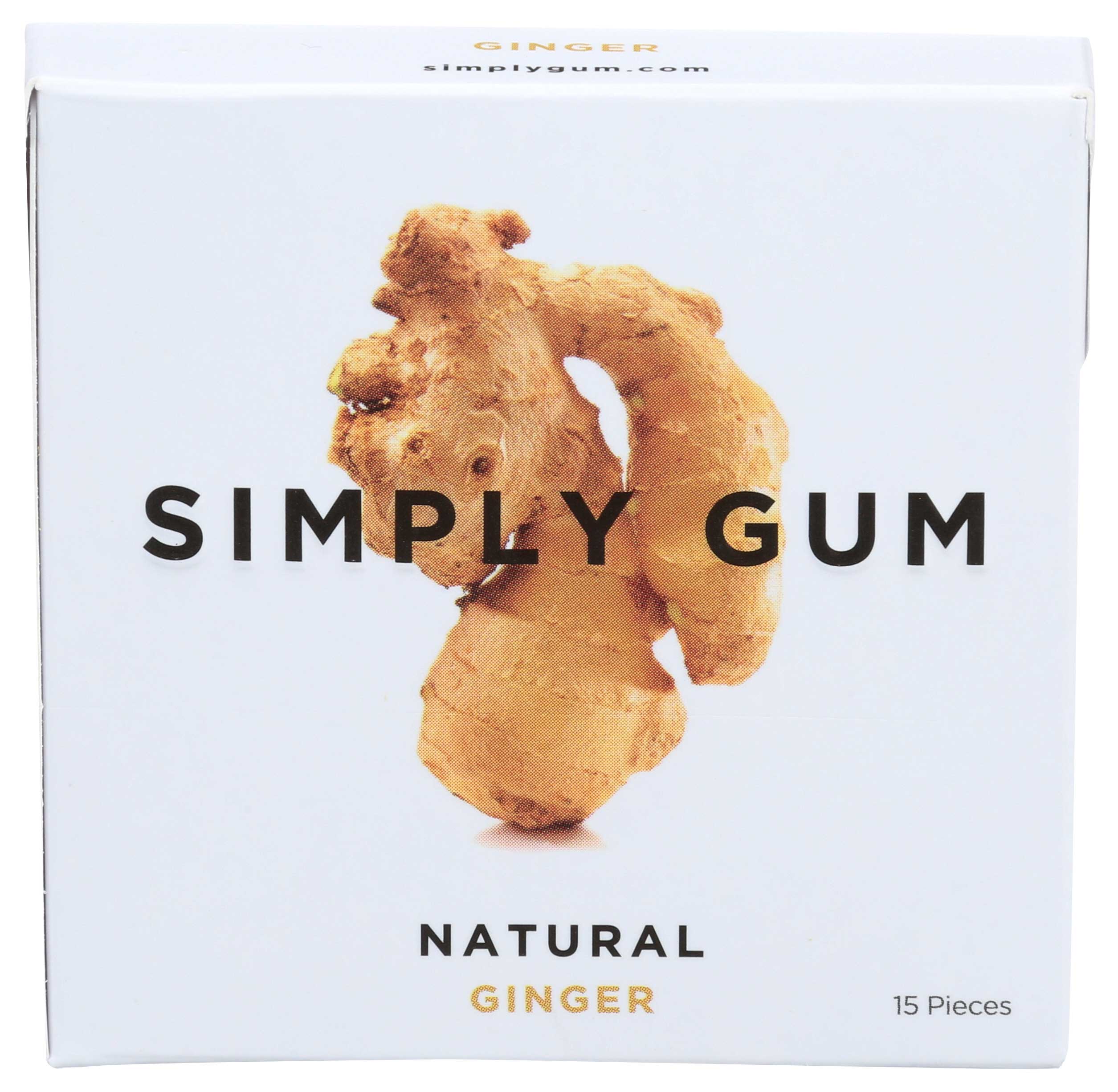 Simply Gum Natural Ginger Gum, 15 Count -- 12 Per Case