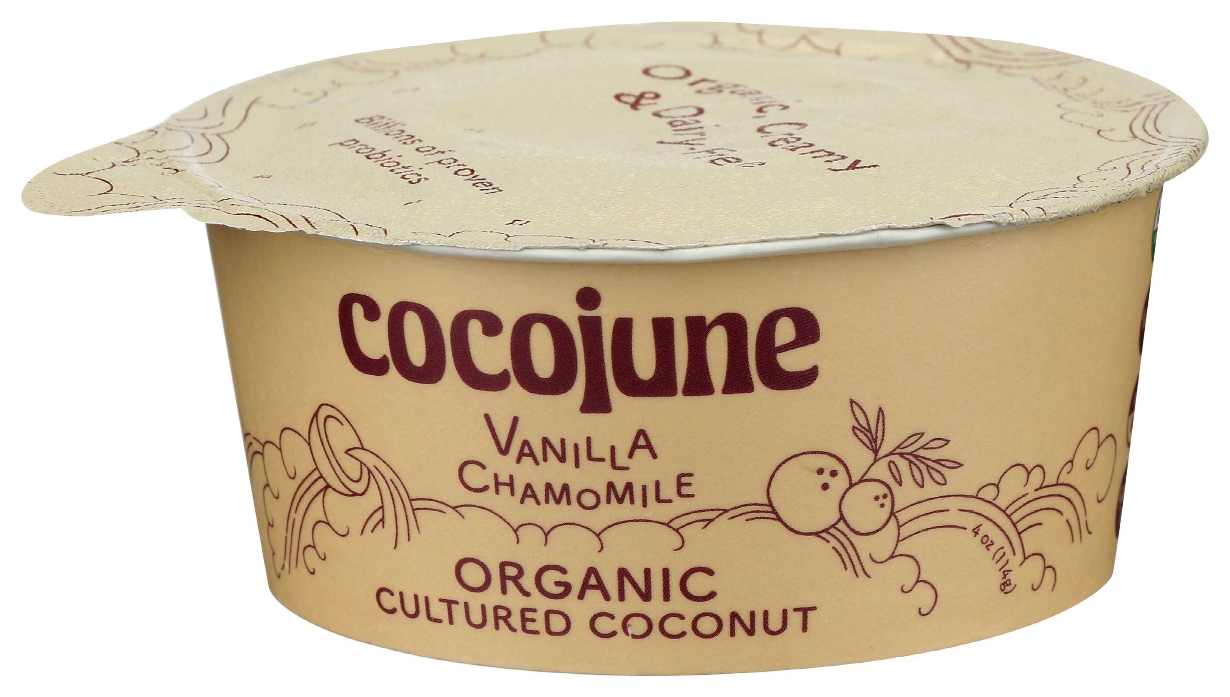 Cocojune Organic Cultured Coconut Vanilla and Chamomile Yogurt, 4 Ounce -- 12 per case