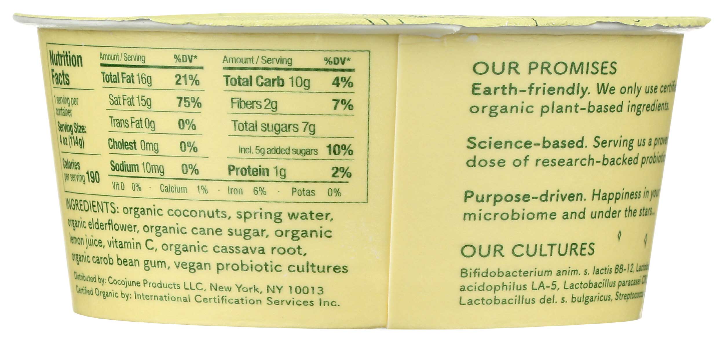 Cocojune Organic Cultured Coconut Lemon Elderflower Yogurt