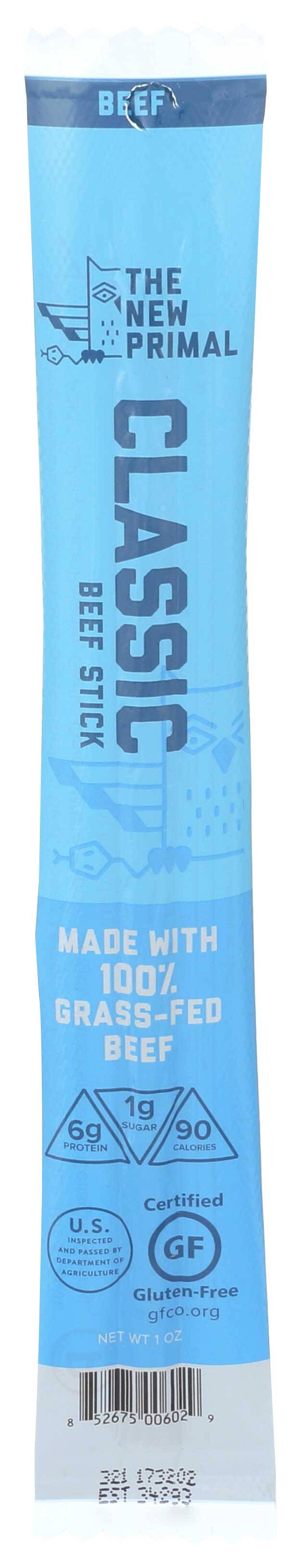 The New Primal Original Classic Grass Fed Beef Meat Stick, 1 Ounce -- 20 Per Case