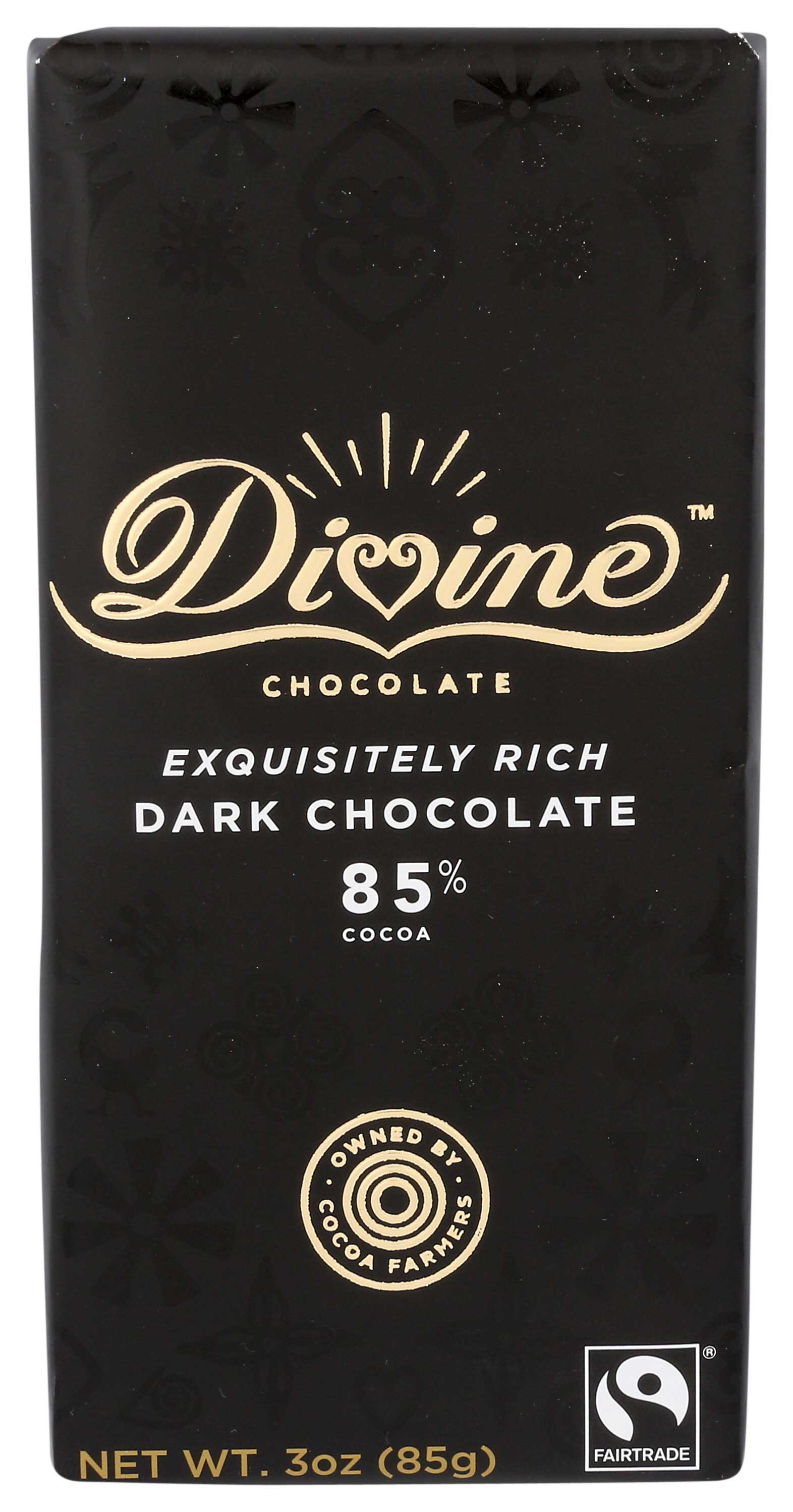 Divine Exquisitely Rich 85 Percent Dark Chocolate Bar, 3 Ounce -- 12 Per Case