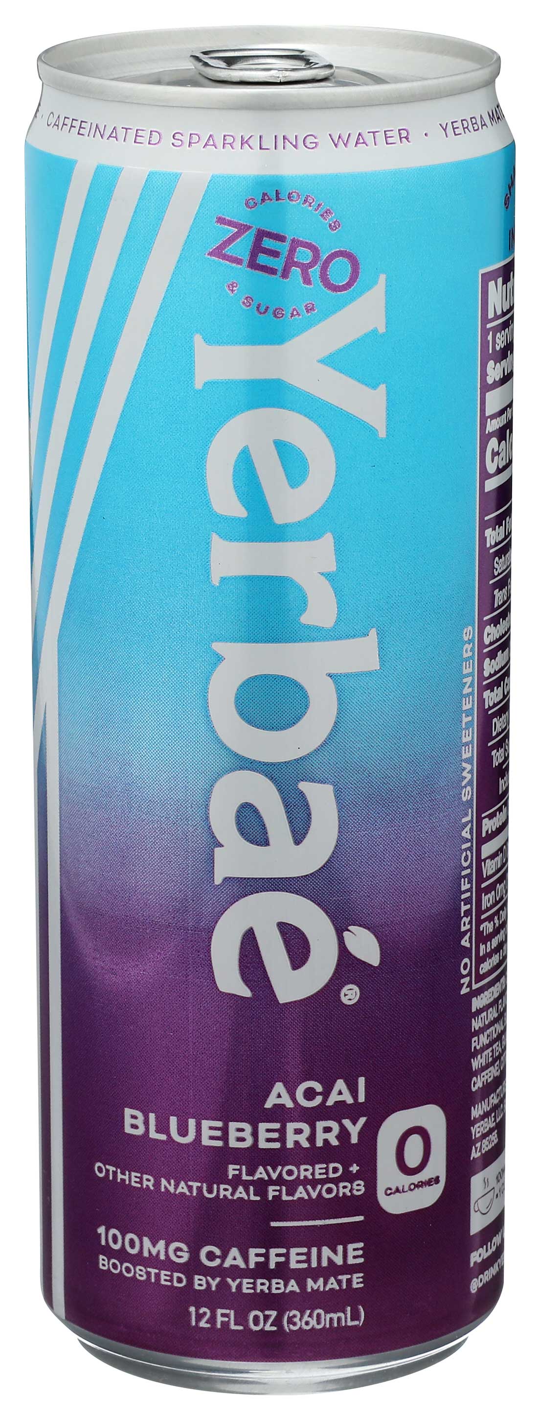 Yerbae Acai Blueberry Enhanced Sparkling Water, 12 Fluid Ounce -- 12 Per Case