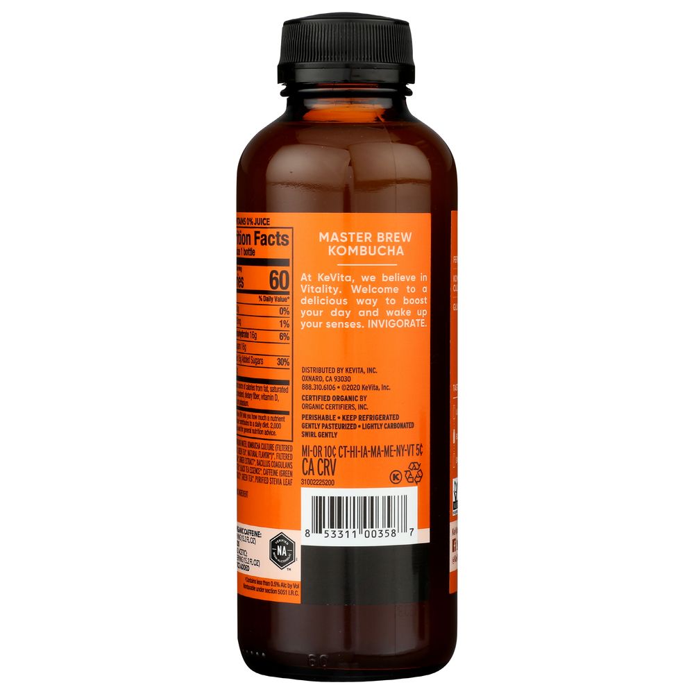 Kevita Organic Ginger Master Brew Kombucha, 15.2 Fluid Ounce -- 6 Per Case
