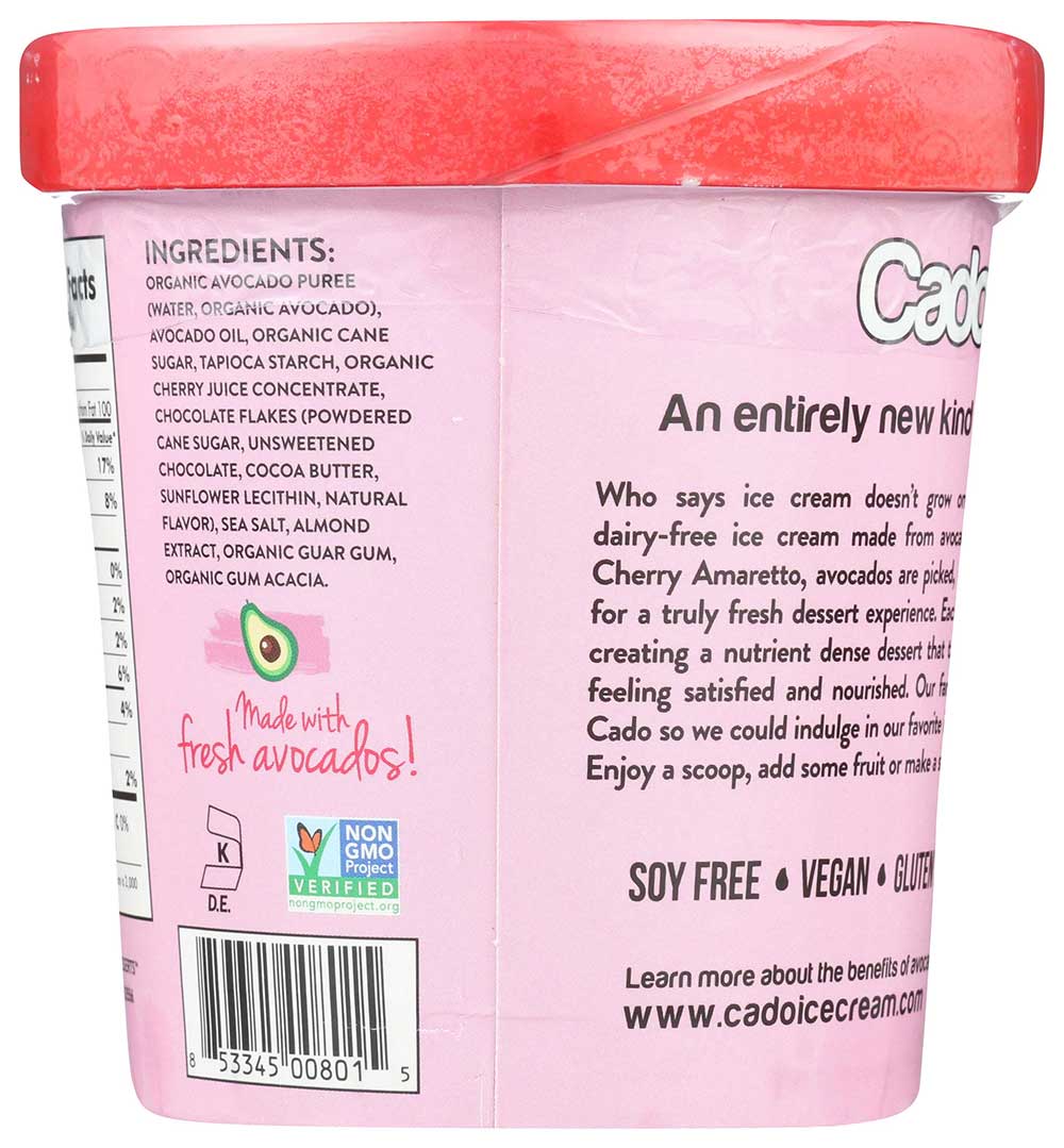 Cado Non Dairy Cherry Amaretto Avocado Ice Cream, 1 Pint -- 8 per case