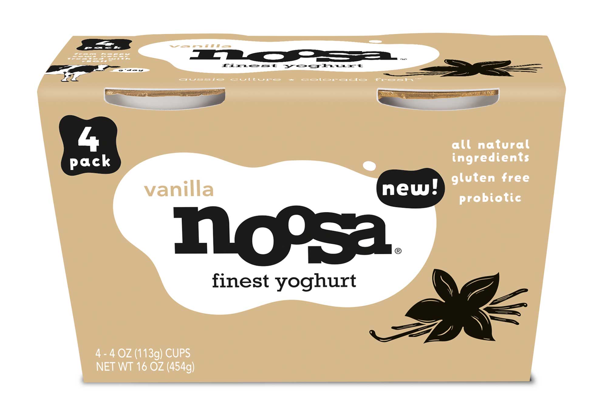 Noosa 4 Ounce Vanilla Yoghurt, 4 count per pack -- 6 per case.
