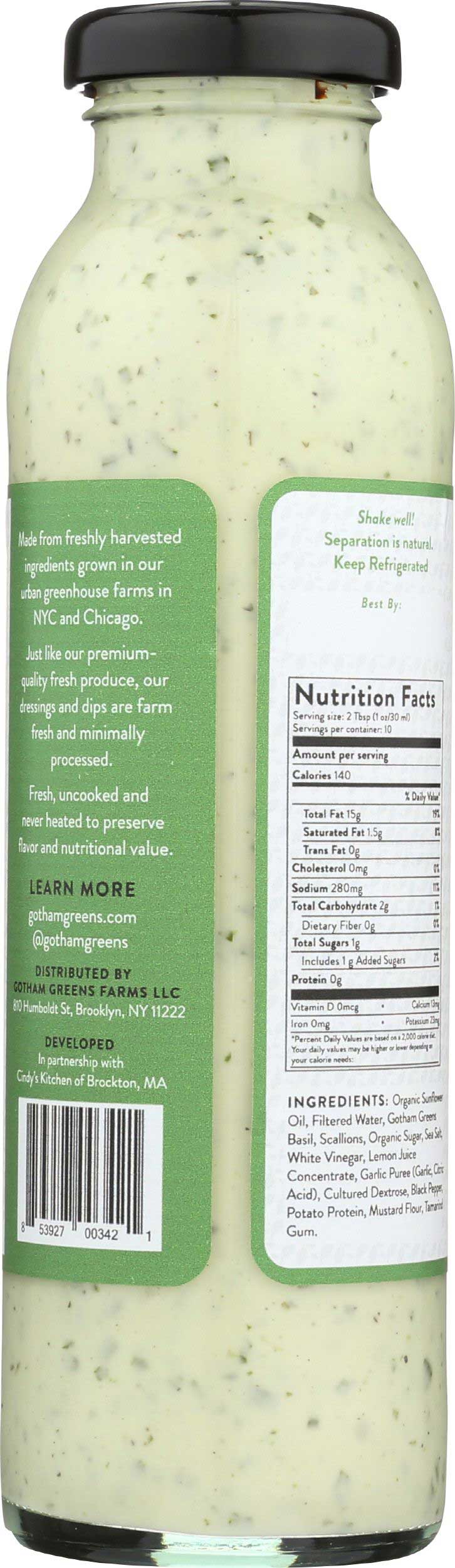 Gotham Greens Vegan Goddess Dressing and Dip, 10 Fluid Ounce -- 6 per case