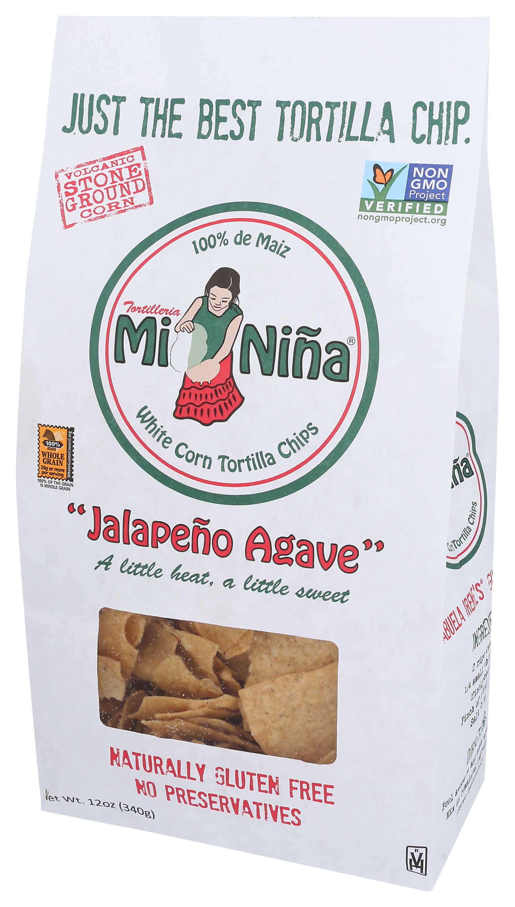 Mi Nina Jalapeno Agave Tortilla Chips, 12 Ounce -- 9 per case