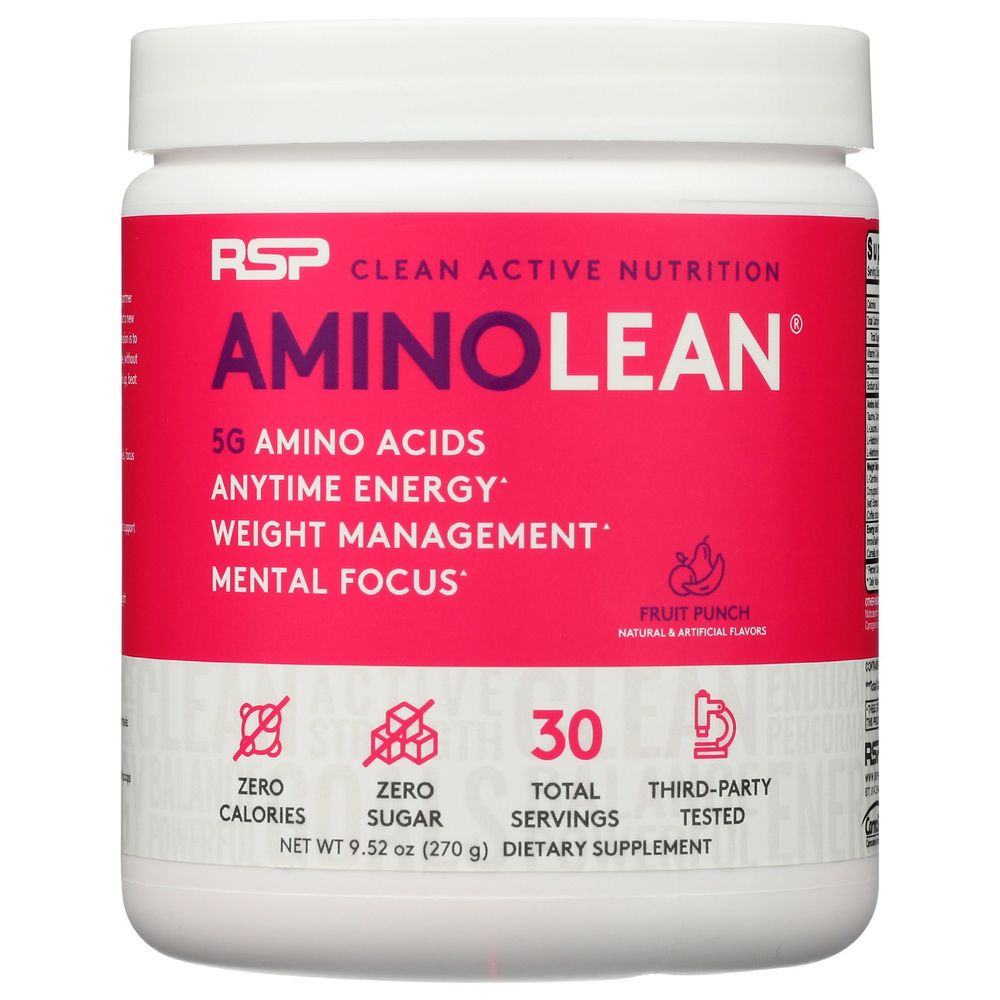 Rsp Aminolean Fruit Punch Pre Workout Powder, 9.52 Ounce
