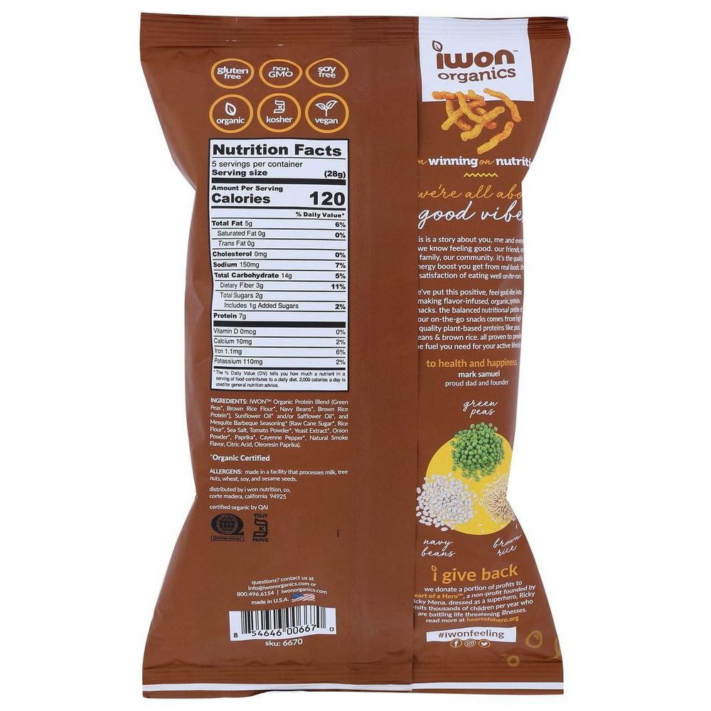 Iwon Organics Protein Mesquite Bbq Stick, 5 Ounce -- 12 Per Case