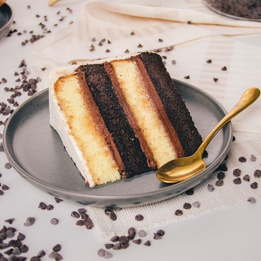 Carlo's 8 Inch Black And White Cake Slice, 2 Count -- 12 Per Case
