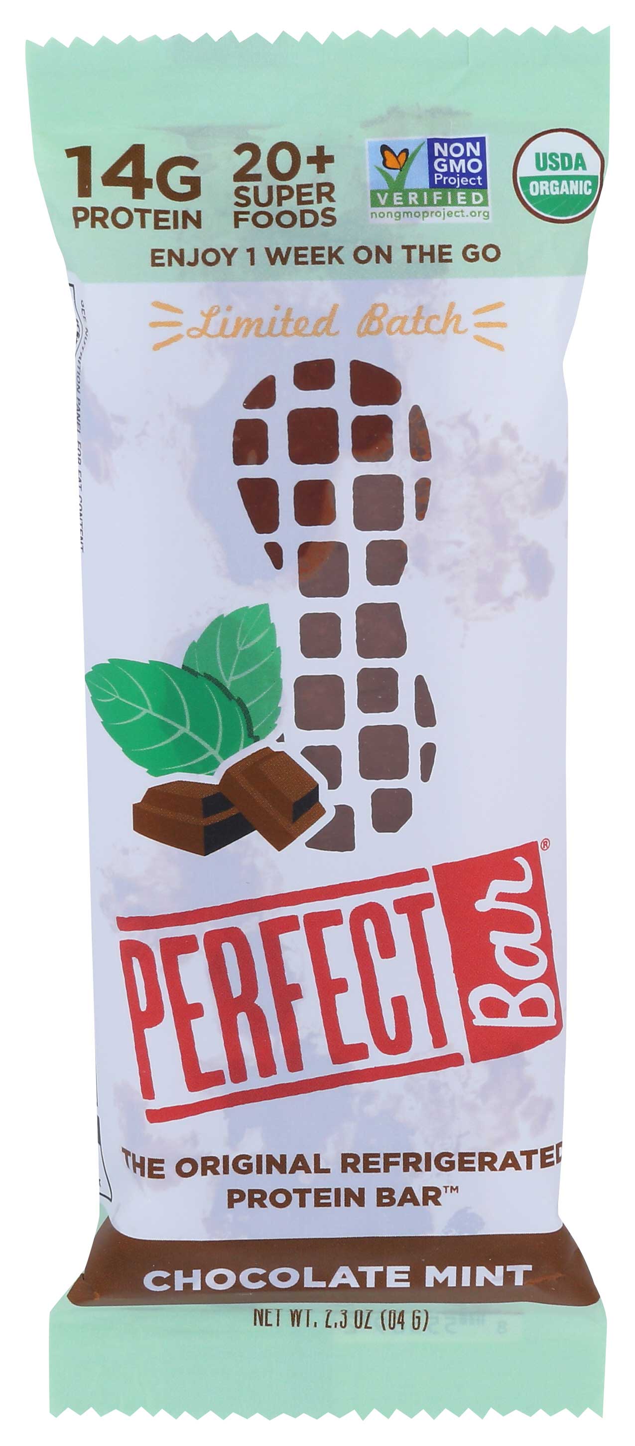 Perfect Bar Organic Chocolate Mint Protein Bar, 2.3 Ounce -- 8 Per Case