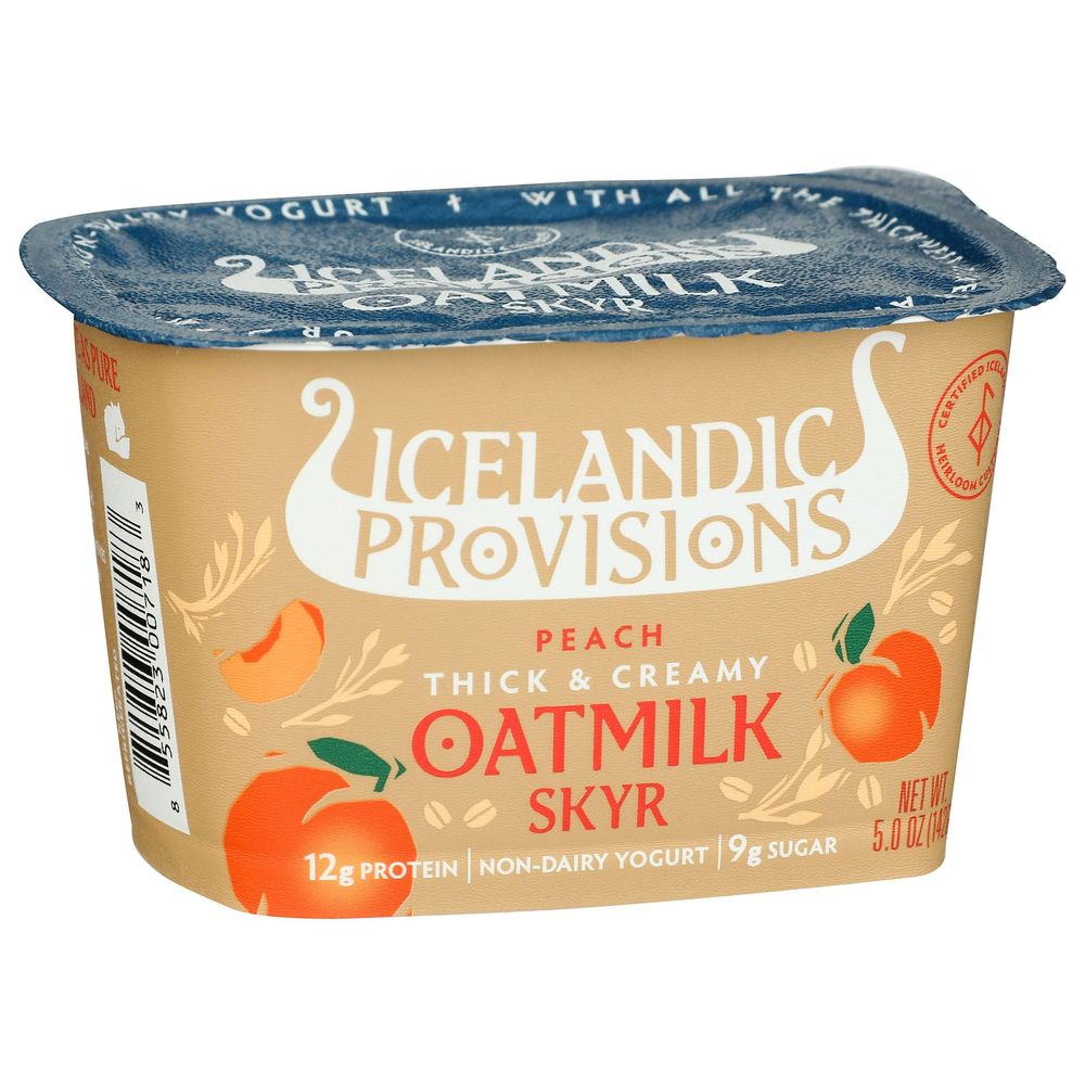 Icelandic Provisions Peach Thick And Creamy Oatmilk Skyr, 5 Ounce -- 12 Per Case