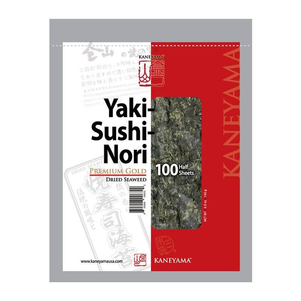 Kaneyama Premium Gold Red Yaki Sushi Nori Half Sheet, 100 count -- 80 per  case
