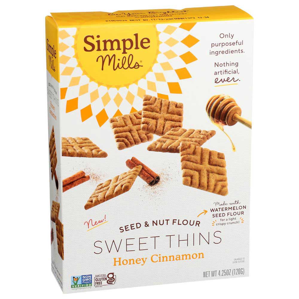 Simple Mills Honey Cinnamon Seed And Nut Flour Sweet Thins, 4.25 Ounce -- 6 Per Case
