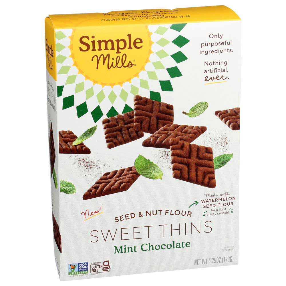 Simple Mills Mint Chocolate Seed And Nut Flour Sweet Thins, 4.25 Ounce -- 6 Per Case