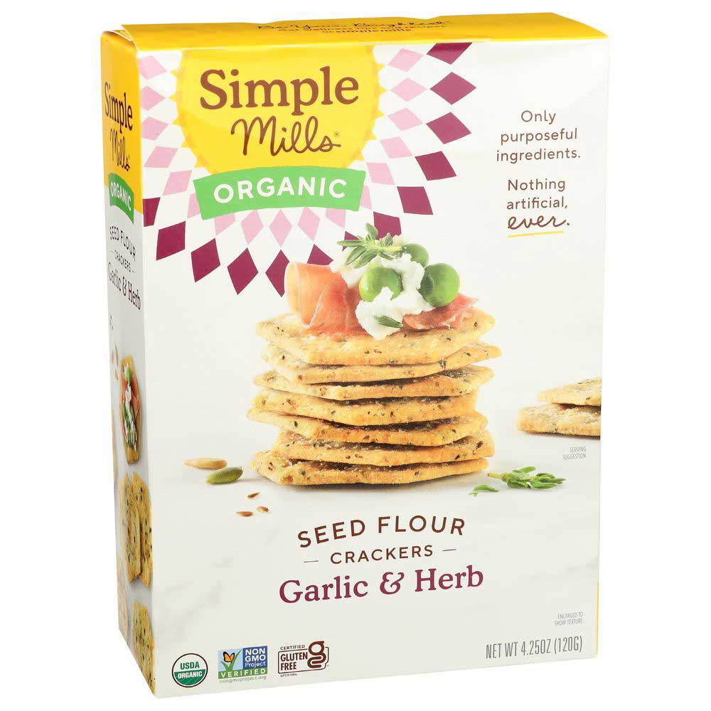 Simple Mills Organic Garlic And Herb Organic Seed Flour Cracker, 4.25 Ounce -- 6 Per Case