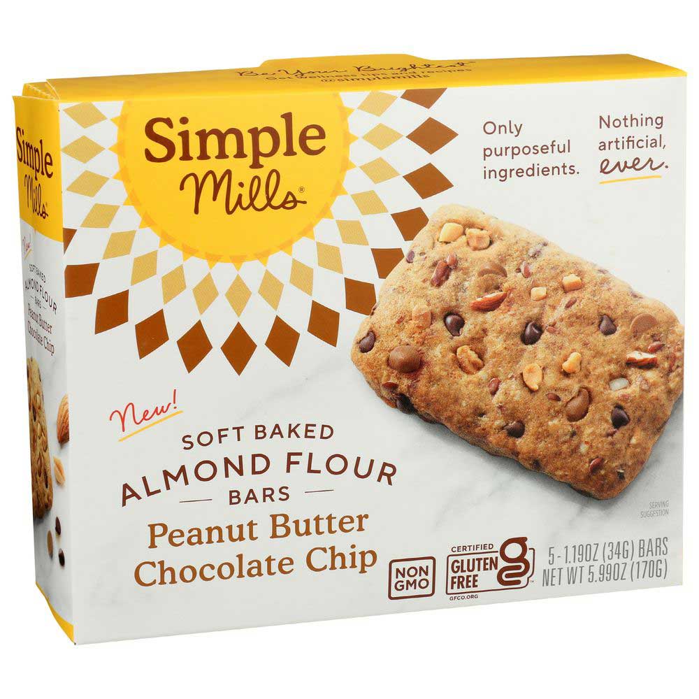 Simple Mills Peanut Butter Chocolate Chip Soft Baked Bar, 5.99 Ounce -- 6 Per Case