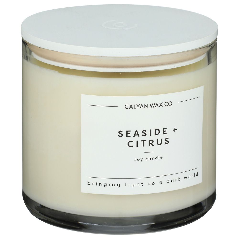 Calyan Wax Seaside Plus Citrus Three Wick Clear Glass Tumbler Soy Candle, 14.9 Ounce -- 4 Per Case