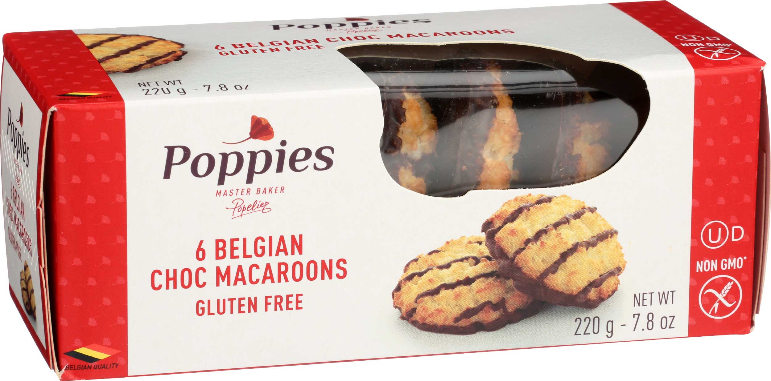Poppies Belgian Chocolate Drizzled Macaroons, 7.8 Ounce