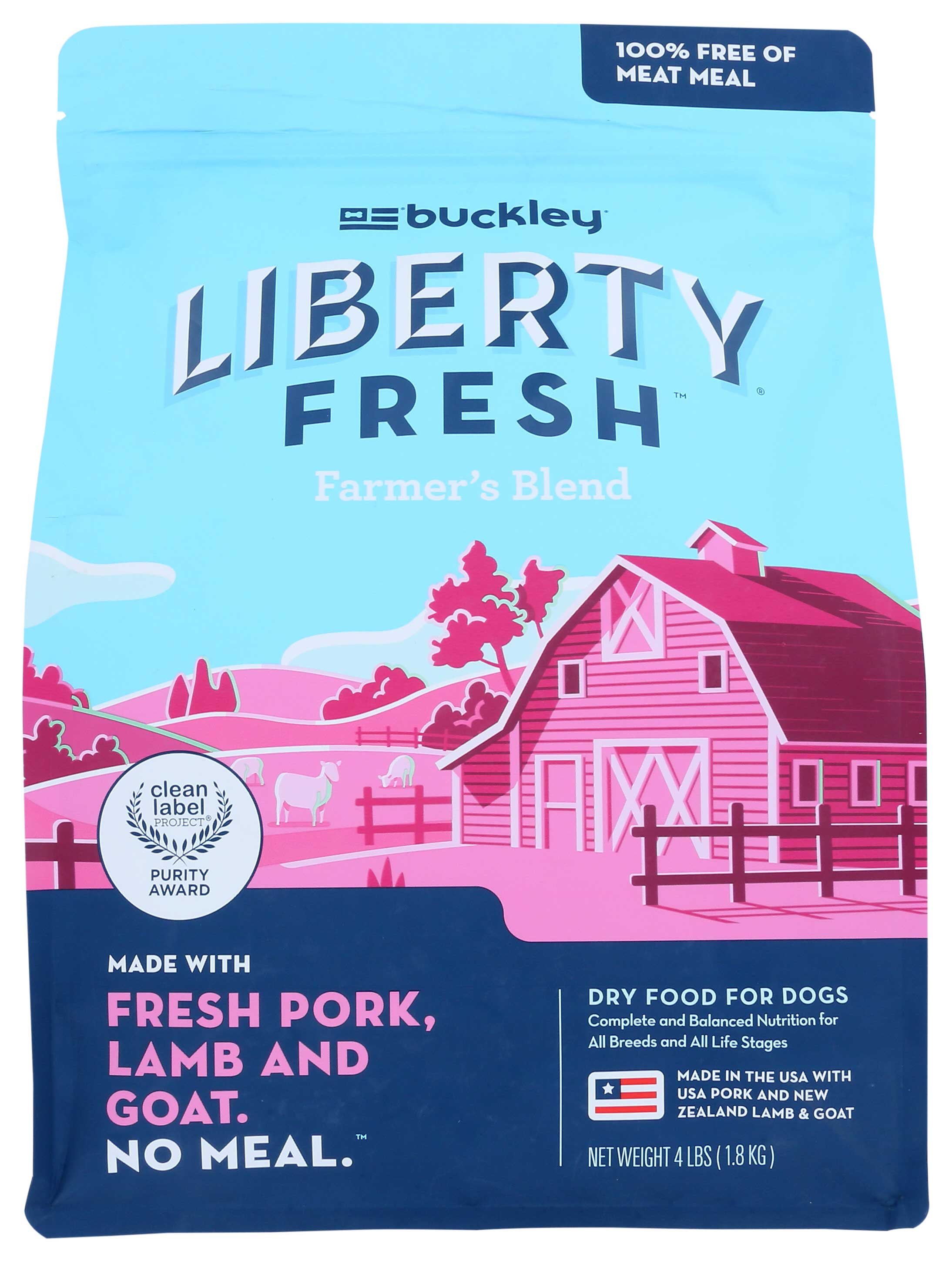 Buckley Liberty Fresh Farmers Blend Recipe Dry Dog Food 4 Pound