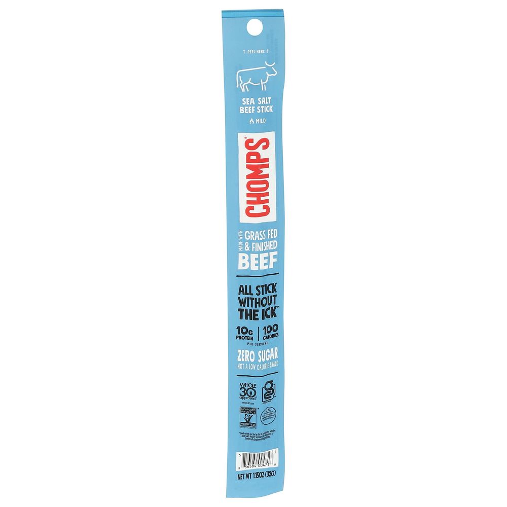Chomps Grass Fed And Finished Sea Salt Beef Sticks, 1.15 Ounce -- 24 Per Case