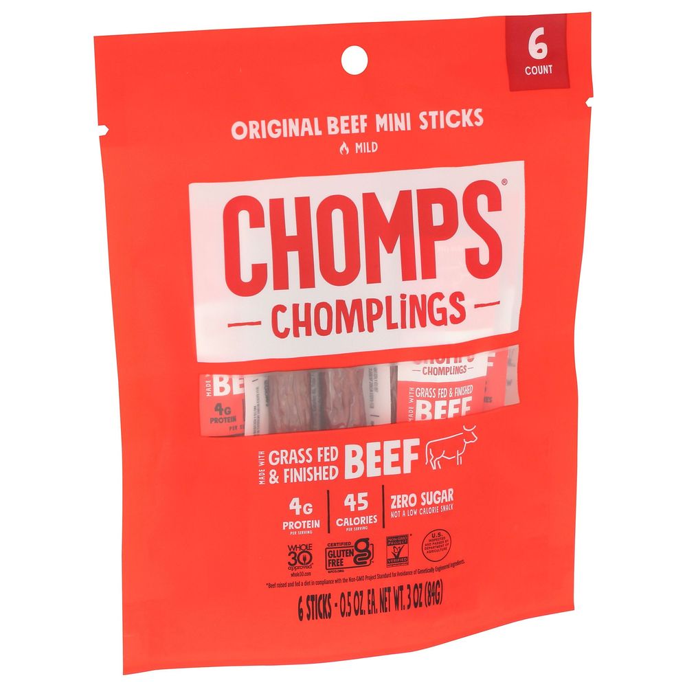 Chomps Mild Mini Original Beef Sticks, 3 Ounce -- 10 Per Case