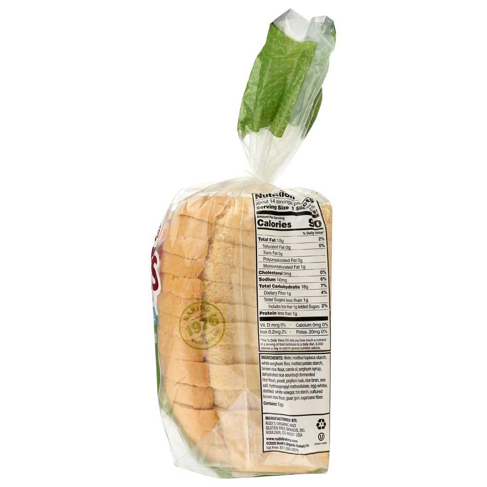 Rudis Gluten Free Sourdough White Bread, 18 Ounce -- 8 per case