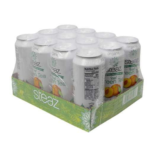 Steaz Organic Peach Iced Green Tea, 16 Ounce -- 12 Per Case