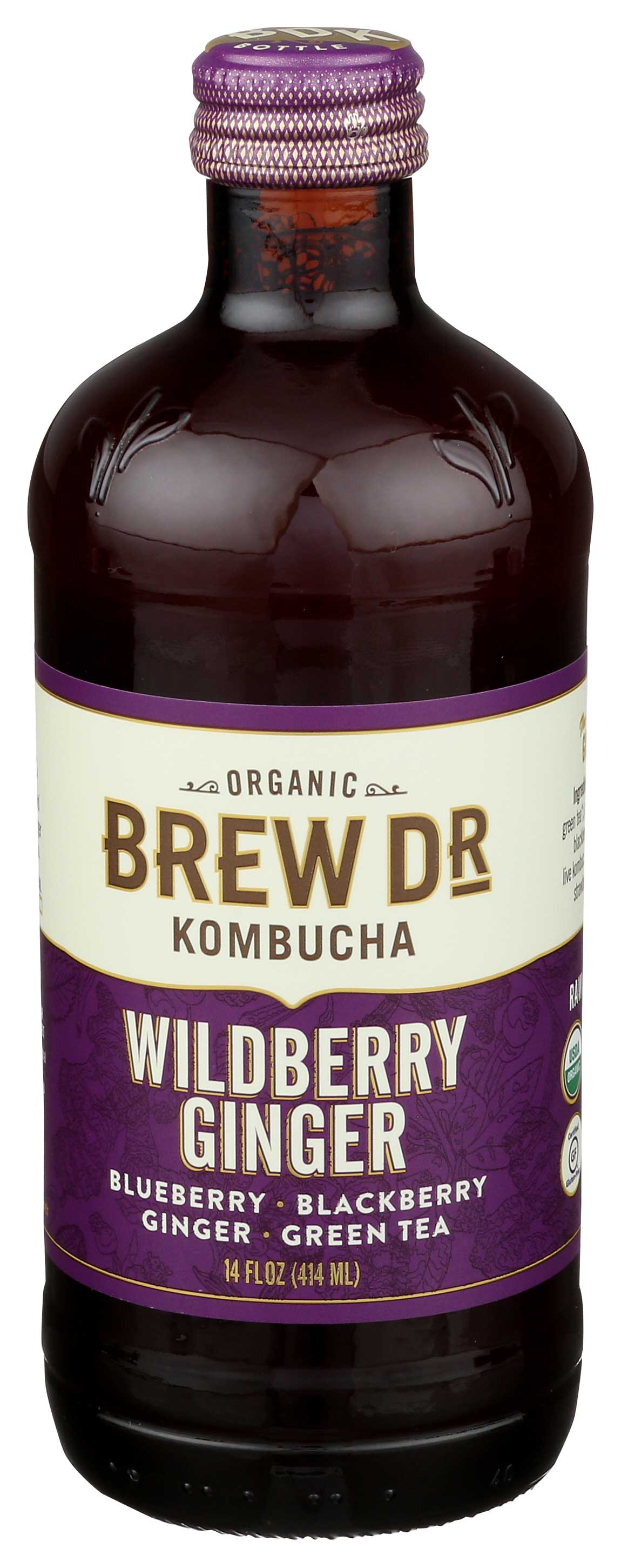 Brew Dr Kombucha Organic Wildberry Ginger Kombucha, 14 Fluid Ounce -- 12 Per Case