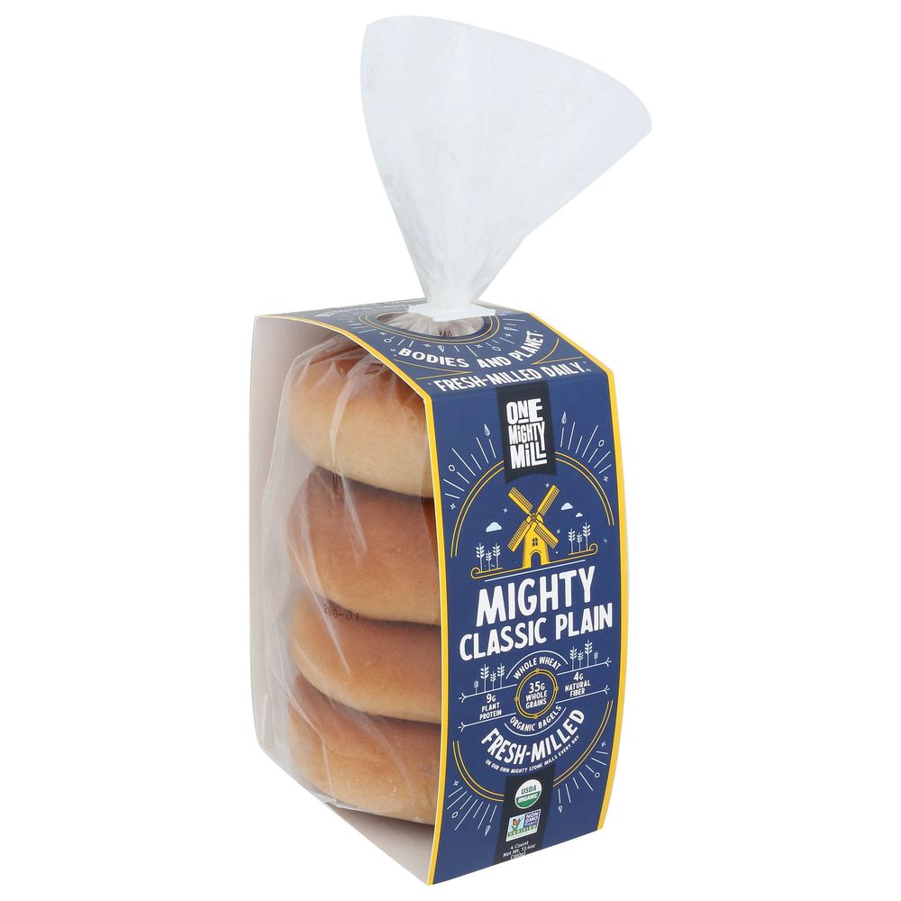 One Mighty Mill Organic Whole Wheat Plain Bagel, 13.4 Ounce -- 10 Per Case